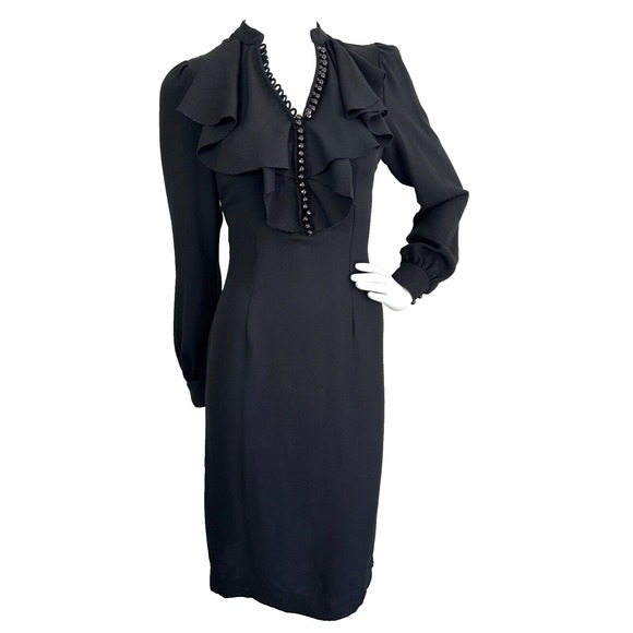 Twenty8Twelve Holly Dress Ruffle Beads V-Neck Long Sleeve Black Size X-Small 2 - Picture 5 of 12